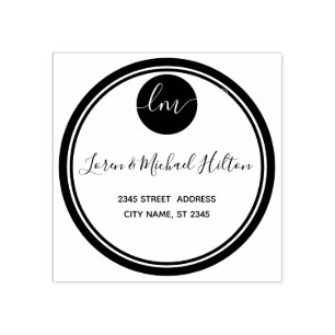 Simple minimalist circle monogram typography rubber stamp