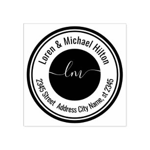 Simple minimalist circle monogram typography rubber stamp