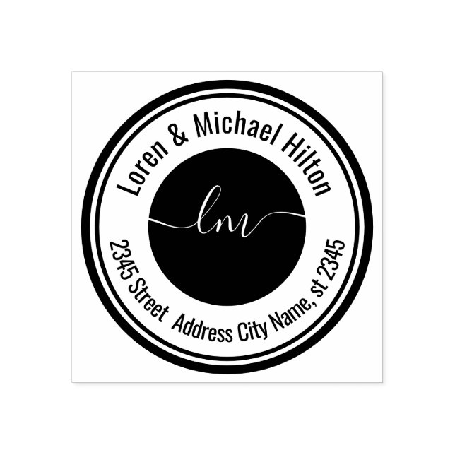 Simple minimalist circle monogram typography rubber stamp (Imprint)
