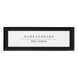 Simple Minimalist Clean Modern Typography B&W Luxe Name Tag