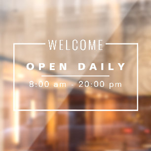 Simple minimalist clean open daily store  window cling