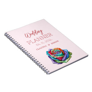 Simple Minimalist Colorful Rose Wedding Planner  Notebook
