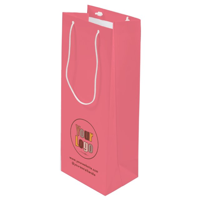 Simple Minimalist Company Business Logo Custom Wine Gift Bag (Front Angled)