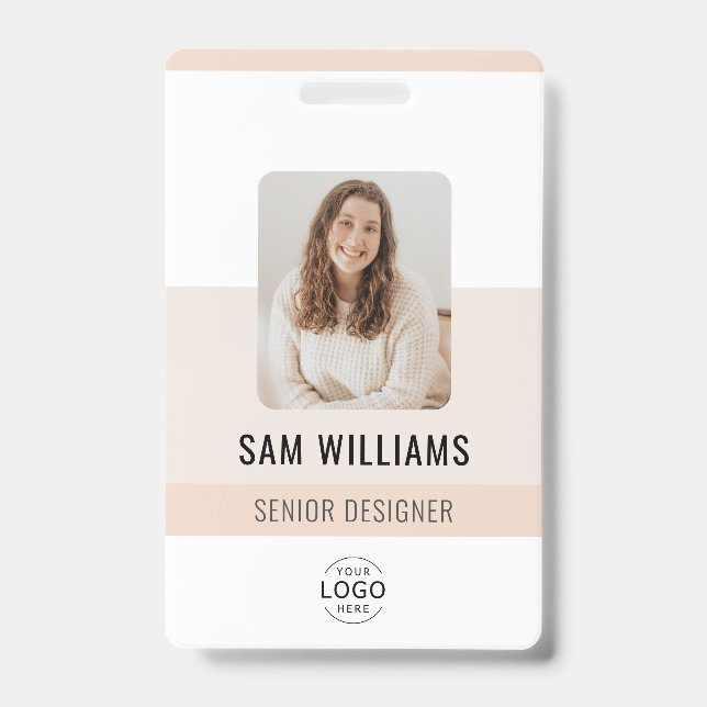 Simple Minimalist Company Employee Staff ID Badge (Front)