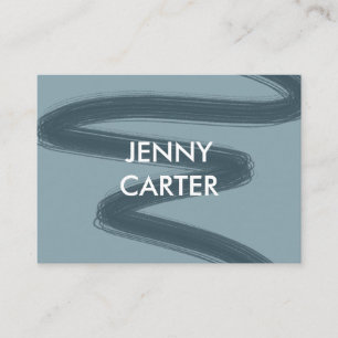Simple Minimalist Cool Blue Squiggle Brushstrokes Business Card