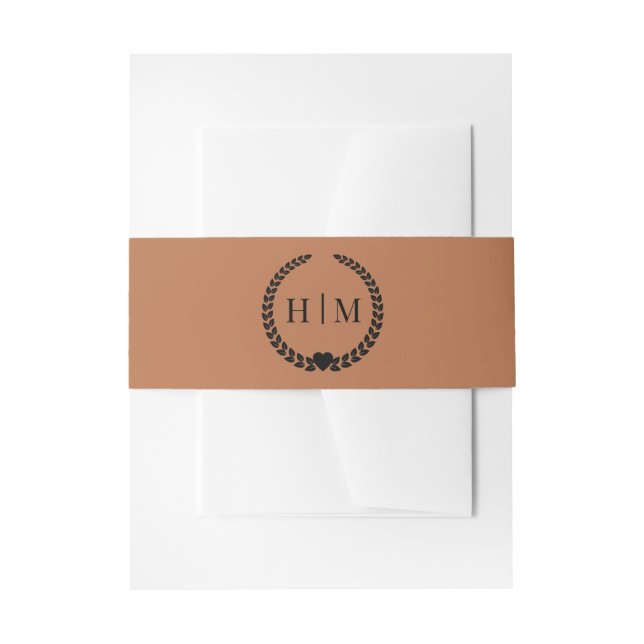 Simple Minimalist Copper Glow Monogram  Invitation Belly Band (Front Example)