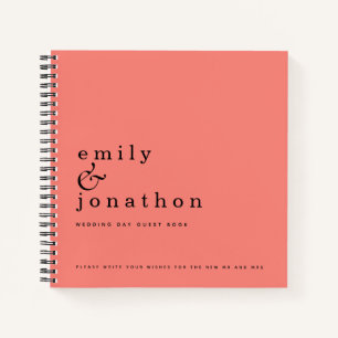 Simple Minimalist Coral Wedding Guest Book