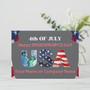 Simple Minimalist Corporate 4th of July USA Flag Holiday Card