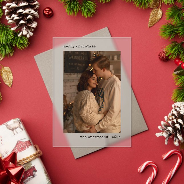 Simple Minimalist Couple Photo Christmas Card Acrylic Invitations (Insitu (Holiday))