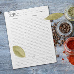 Simple Minimalist Culinary Recipe Notepad<br><div class="desc">A simple minimalist notepad for recipe organization.</div>