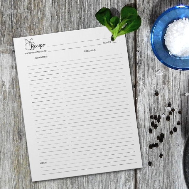 Simple Minimalist Culinary Recipe Notepad (Creator Uploaded)