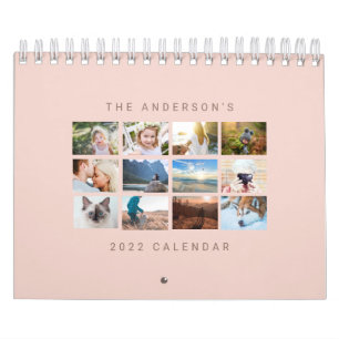 Simple Minimalist Custom 2022 Blush Pink Photo Calendar