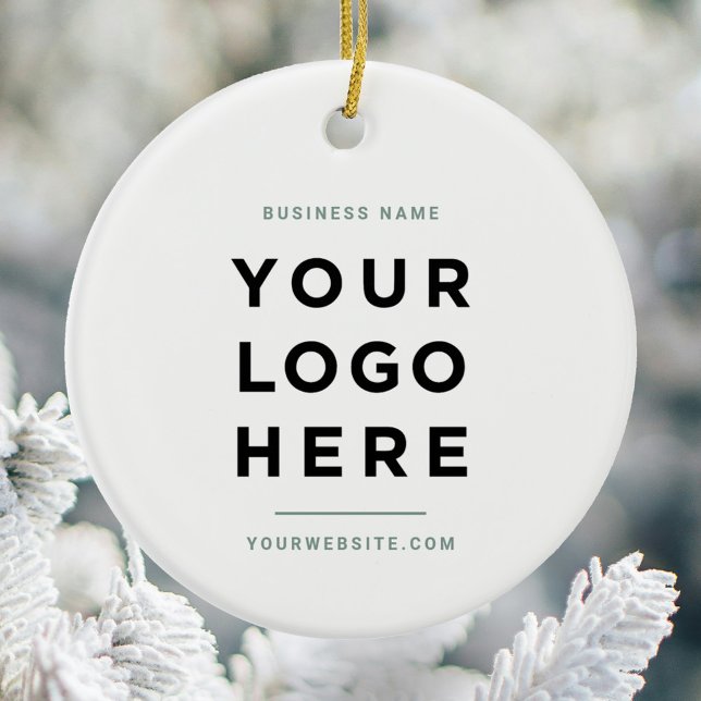 Simple Minimalist | Custom Business Logo Ceramic Ornament (simple minimalist custom company logo christmas ceramic ornament)