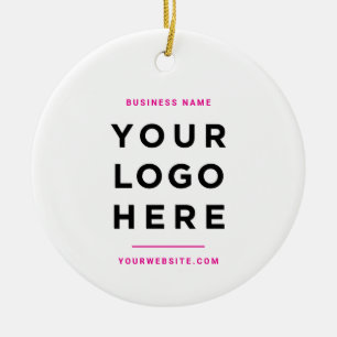 Simple Minimalist   Custom Business Logo Pink Ceramic Ornament