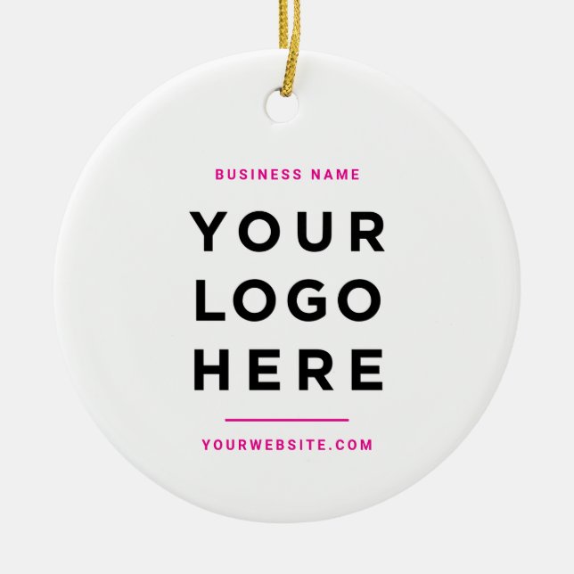 Simple Minimalist | Custom Business Logo Pink Ceramic Ornament (Front)