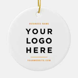 Simple Minimalist   Custom Business Logo Tangerine Ceramic Ornament
