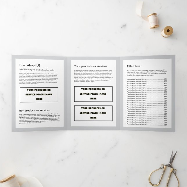 Simple Minimalist Custom Logo & Image business Tri-Fold Card (Inside)