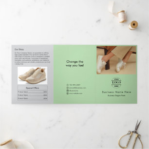 Simple Minimalist Custom Logo & Image business Tri-Fold Invitation