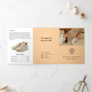 Simple Minimalist Custom Logo & Image business  Tri-Fold Invitation