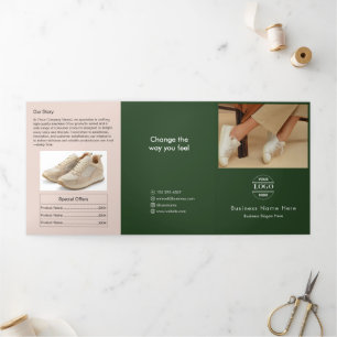 Simple Minimalist Custom Logo & Image business  Tri-Fold Invitation