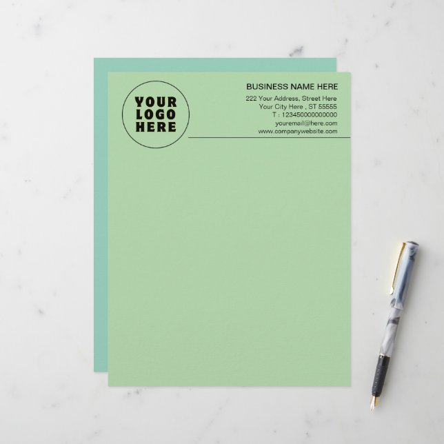 Simple Minimalist Custom Logo & Text   Letterhead (Front/Back In Situ)