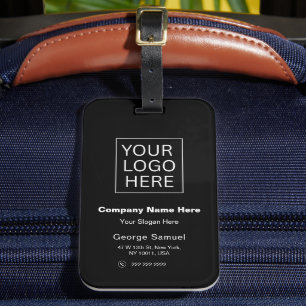 Simple Minimalist Custom Logo & Text   Luggage Tag