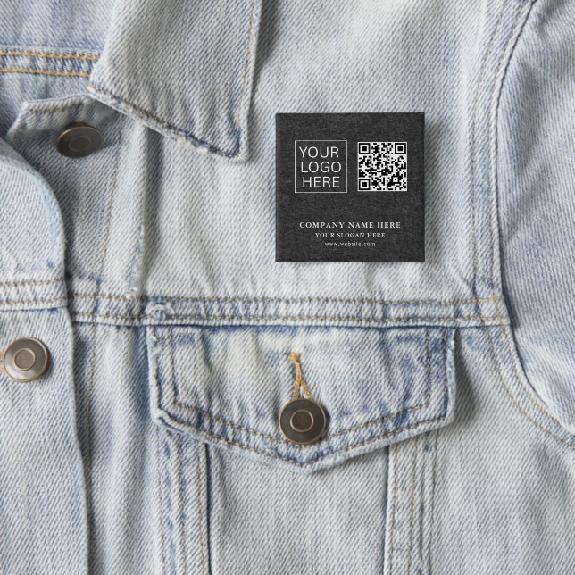 Simple Minimalist Custom Logo & Text Promotional 2 Inch Square Button (In Situ)
