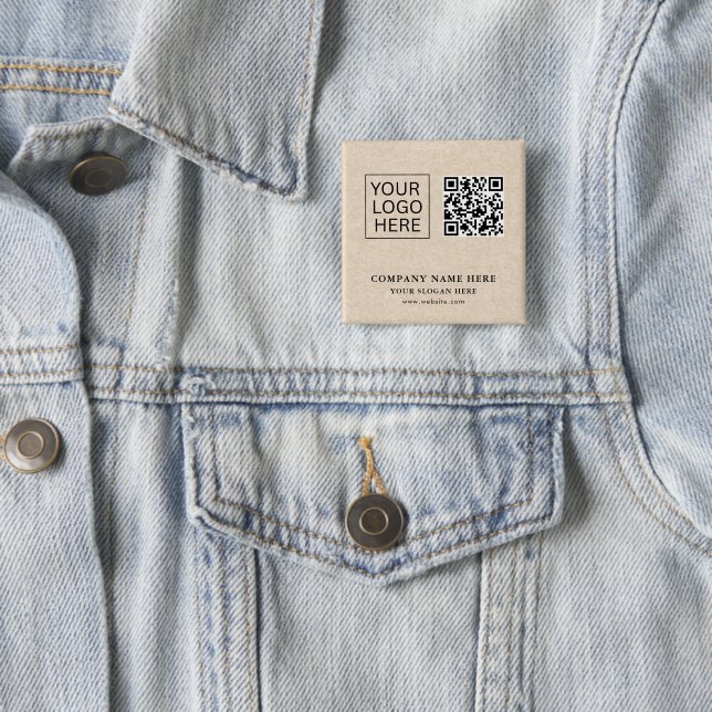 Simple Minimalist Custom Logo & Text Promotional 2 Inch Square Button (In Situ)