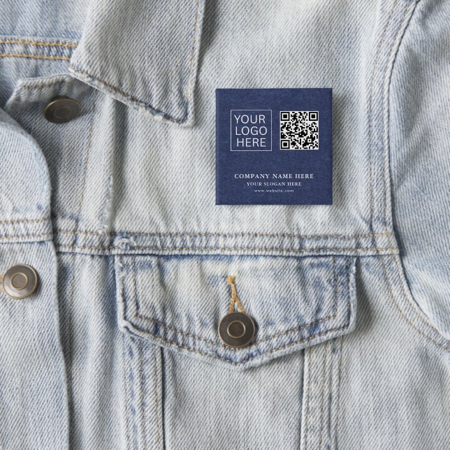 Simple Minimalist Custom Logo & Text Promotional 2 Inch Square Button (In Situ)