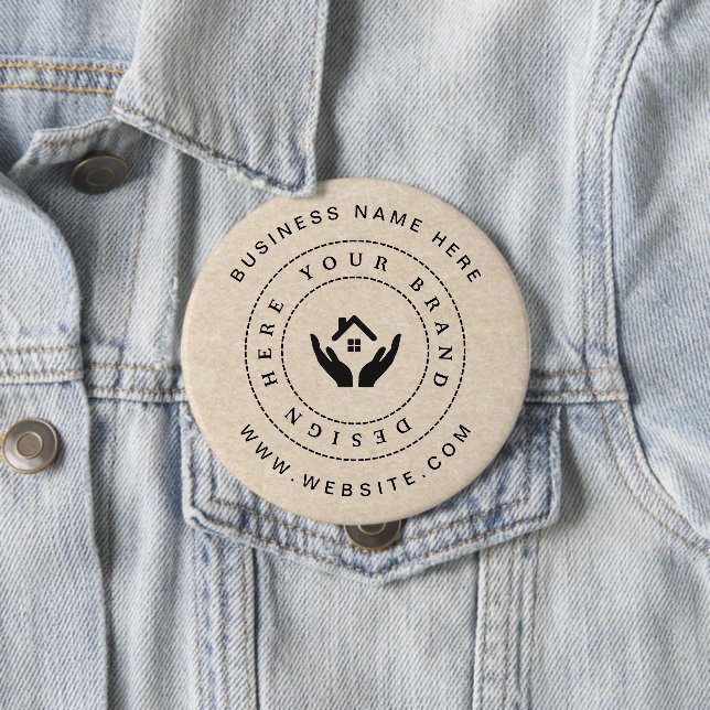 Simple Minimalist Custom Logo & Text Promotional 4 Inch Round Button (In Situ)