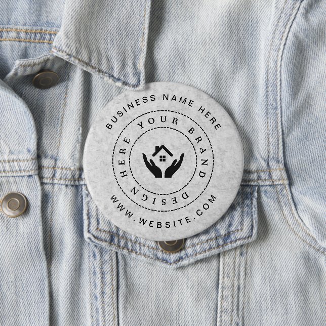 Simple Minimalist Custom Logo & Text Promotional 4 Inch Round Button (In Situ)