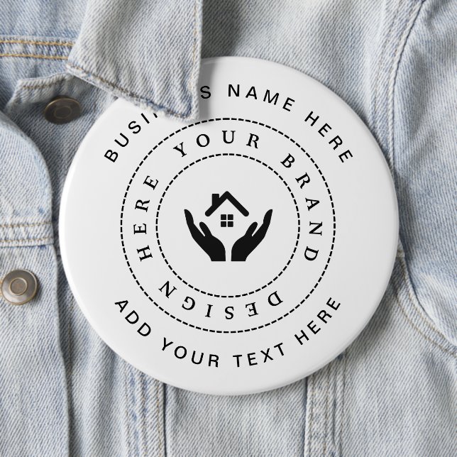 Simple Minimalist Custom Logo & Text Promotional 6 Inch Round Button (In Situ)