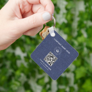 Simple Minimalist Custom Logo & Text Promotional Keychain