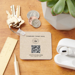 Simple Minimalist Custom Logo & Text Promotional Keychain