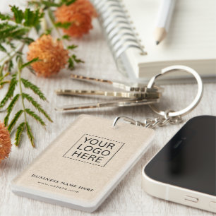 Simple Minimalist Custom Logo & Text Promotional Keychain