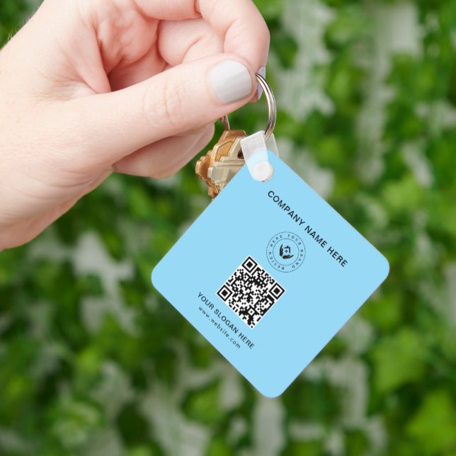 Simple Minimalist Custom Logo & Text Promotional Keychain (Hand)