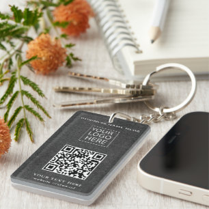 Simple Minimalist Custom Logo & Text Promotional Keychain