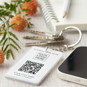 Simple Minimalist Custom Logo & Text Promotional Keychain