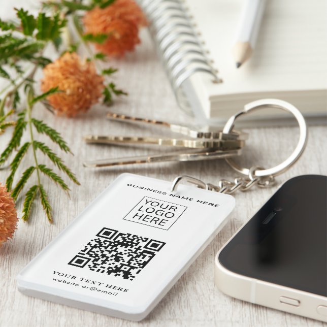 Simple Minimalist Custom Logo & Text Promotional Keychain (Front Right)