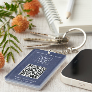 Simple Minimalist Custom Logo & Text Promotional Keychain