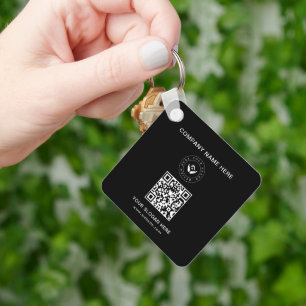 Simple Minimalist Custom Logo & Text Promotional Keychain