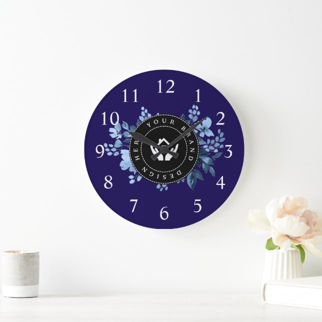 Simple Minimalist Custom Logo & Text Promotional Large Clock (Home)