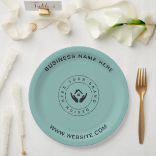 Simple Minimalist Custom Logo & Text Promotional Paper Plate