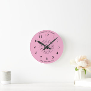 Simple Minimalist Custom Logo & Text Promotional Round Clock