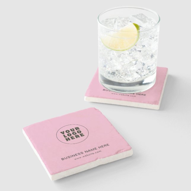 Simple Minimalist Custom Logo & Text   Stone Coaster (Side)