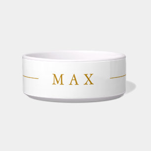 Simple Minimalist Custom Name Gold Script Pet Bowl