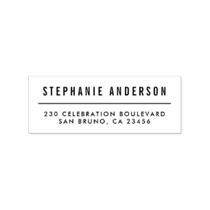 Simple Minimalist Custom Name Return Address Rubber Stamp