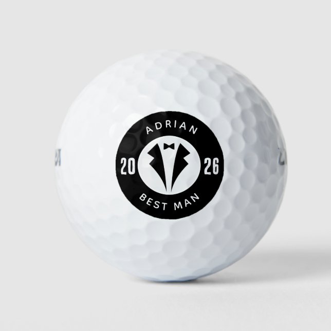 Simple Minimalist Custom Wedding Best Man Golf Balls (Front)