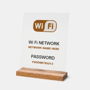 Simple Minimalist Custom Wifi Network Password Acrylic Sign