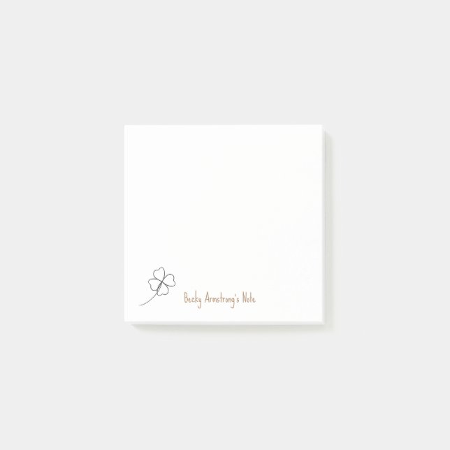 Simple Minimalist Cute Four-leaf Clover Post-it Notes (Front)